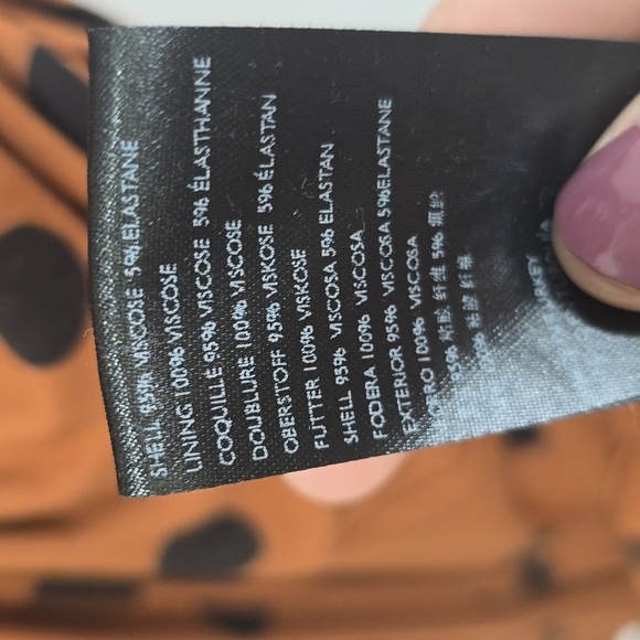 Anthropologie Orange Dot Ruched Sleeveless Knit Bodycon Dress‎ SP - Picture 3 of 5